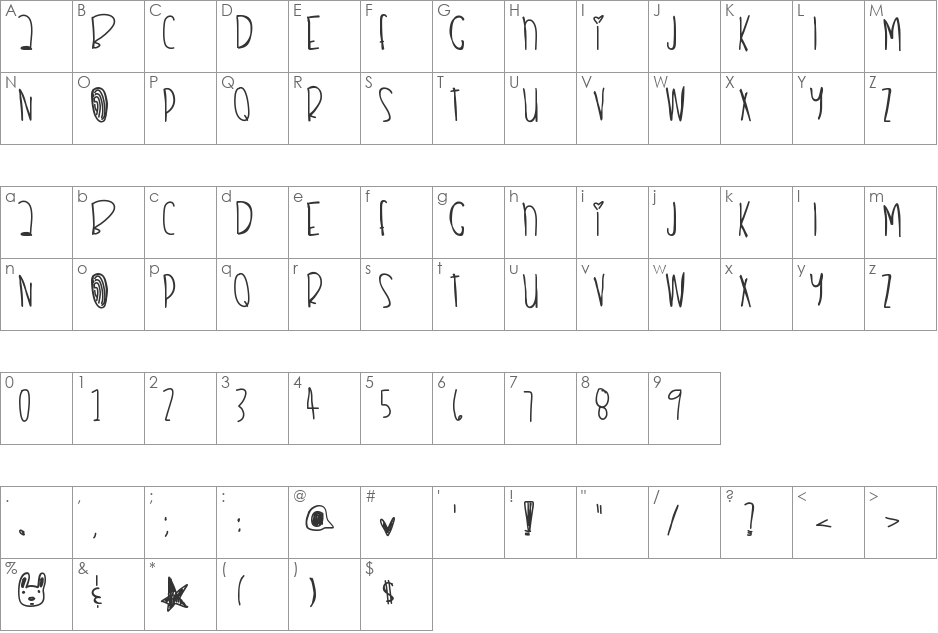 RemixThisDopeshit font character map preview