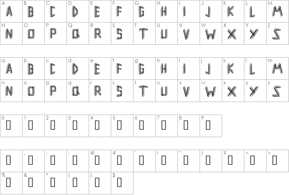 Remsporen font character map preview