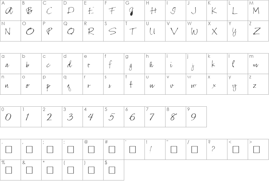 REMSTA font character map preview
