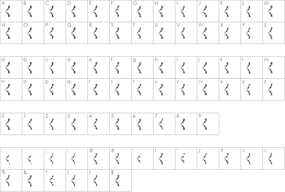 Renault Tyre Type Offroad font character map preview