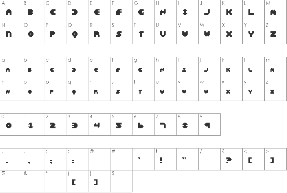 Bal-Astaral font character map preview