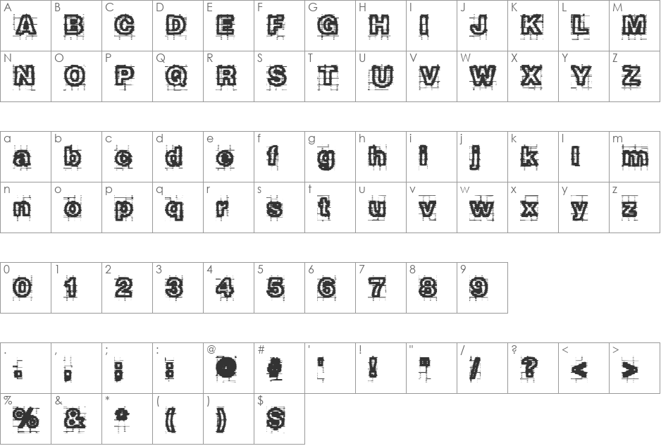 Rennacs font character map preview