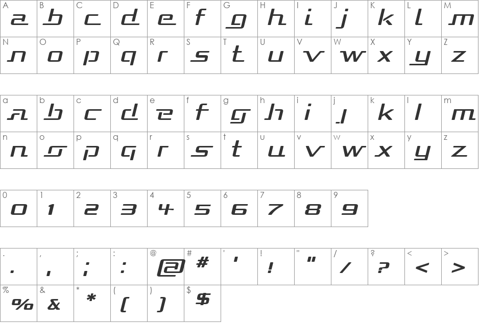 Republika Exp font character map preview