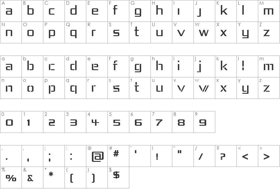 Republika IV font character map preview