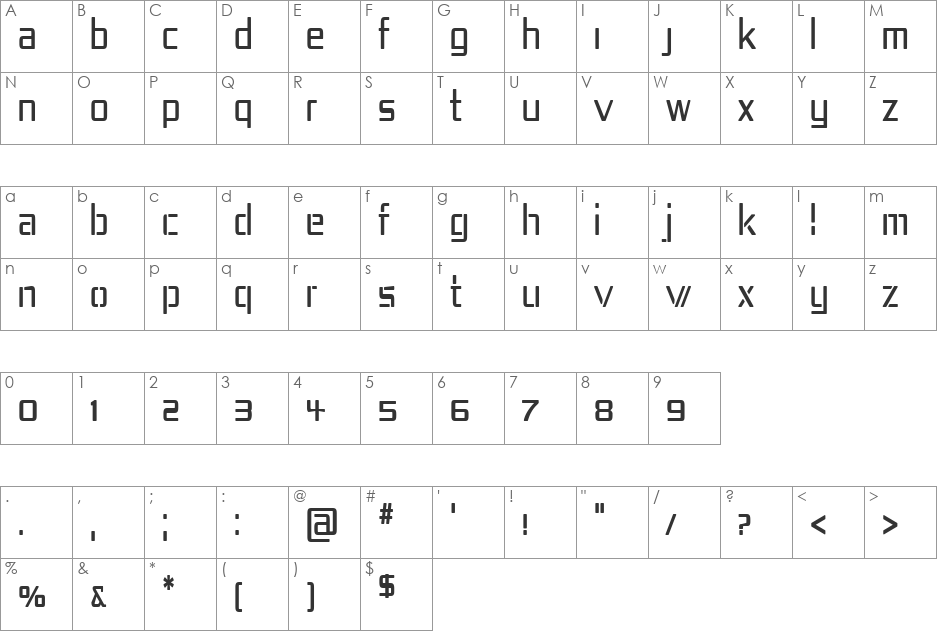 Republika IV Cnd font character map preview