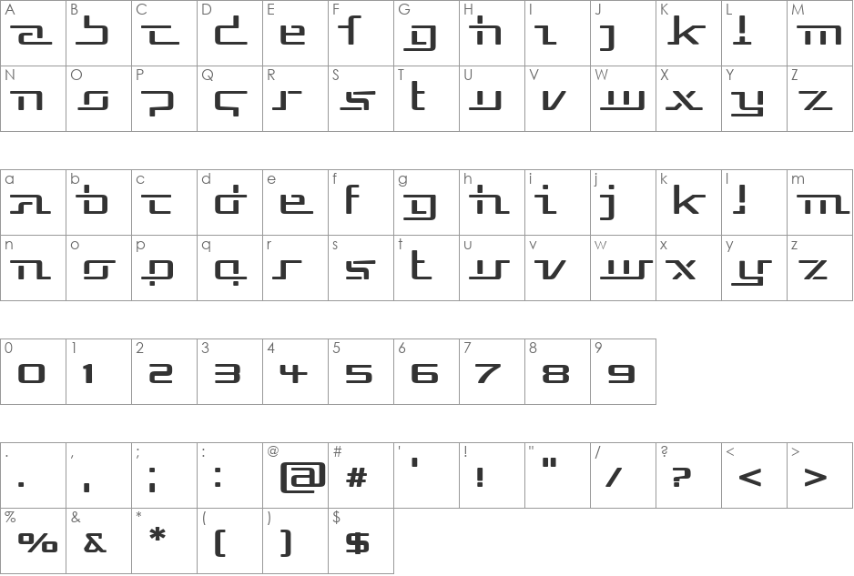 Republika V Exp font character map preview