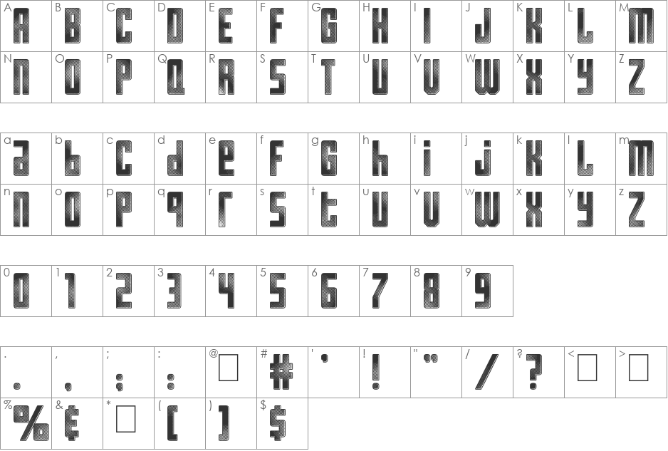 Resistance is Futile font character map preview