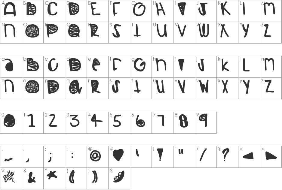 Restless font character map preview