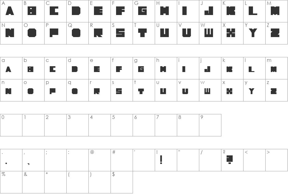 Resurrected! font character map preview