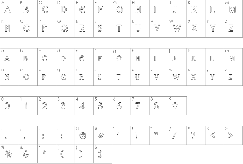 ResusaSCapsSSK font character map preview