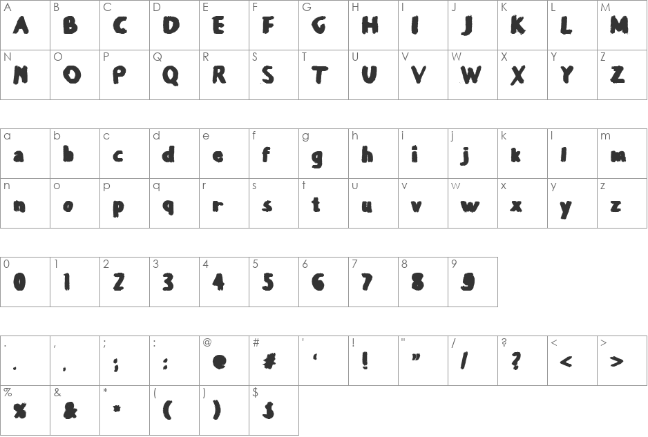 Balballa font character map preview