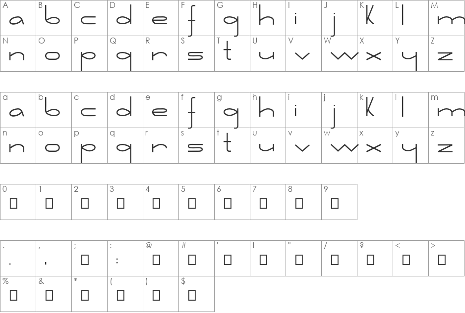 Retorica font character map preview