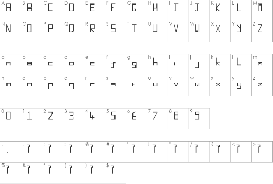 Retro Blocky font character map preview