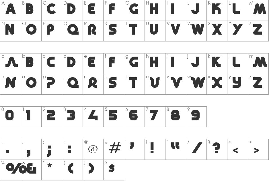 Retro Mono Wide font character map preview
