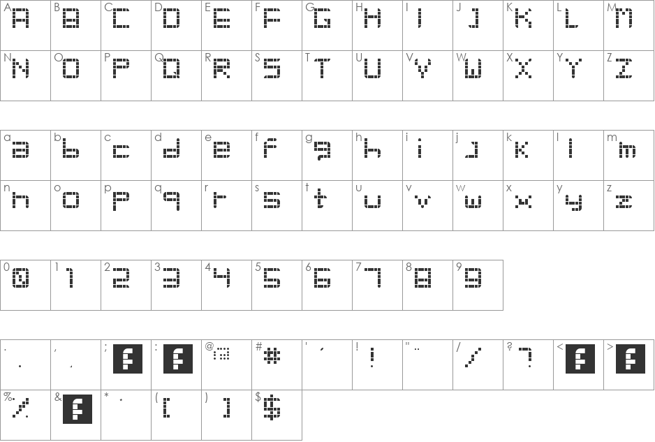 Retro Party font character map preview
