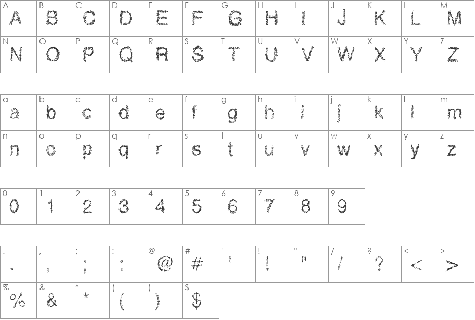 RetroBubbles font character map preview