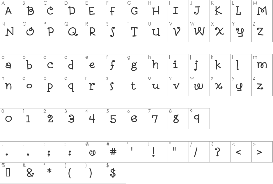 RetrofitLight font character map preview
