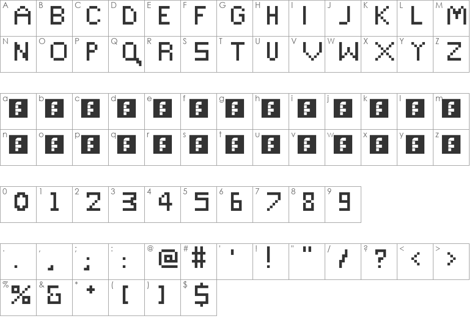 Retroscape font character map preview