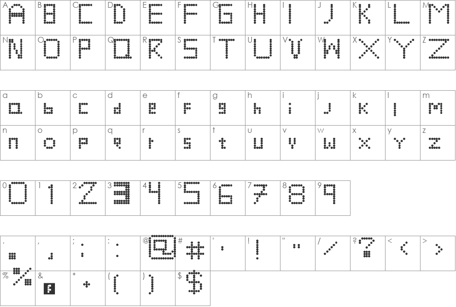 RetroVolution font character map preview
