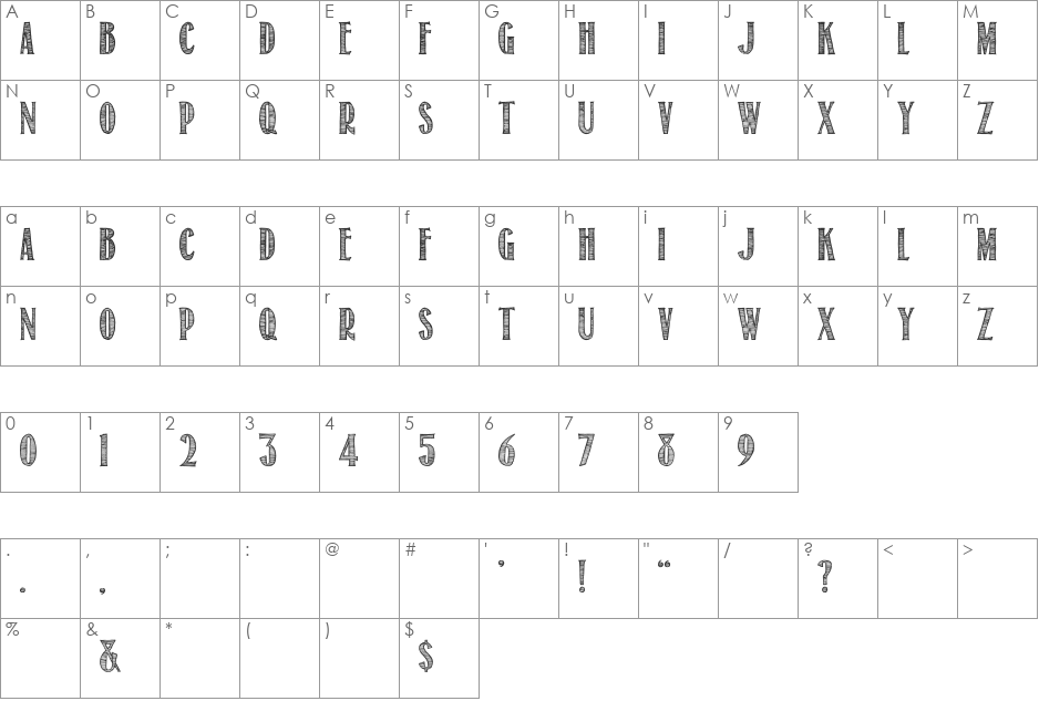 Return To Sender font character map preview