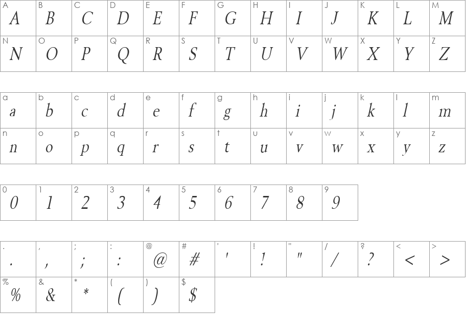 Revive 8-Condensed font character map preview