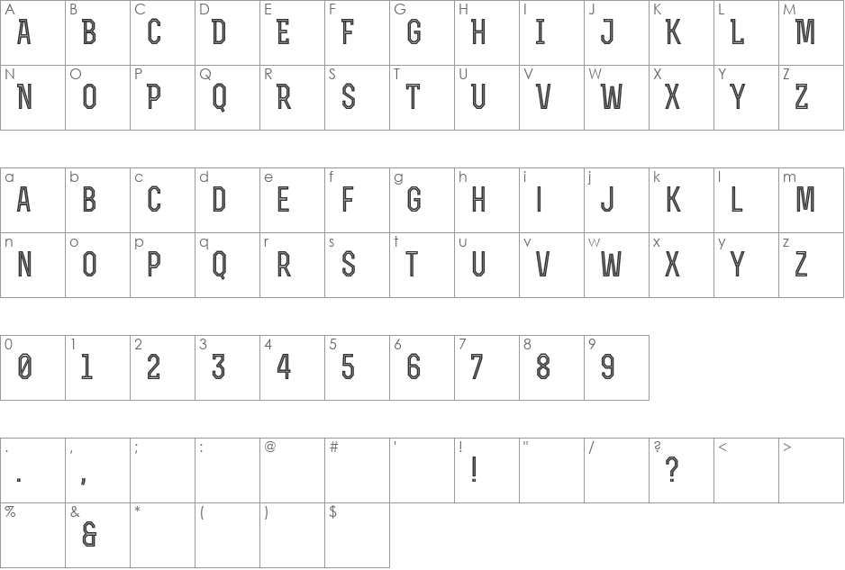 Rex Bold Inline font character map preview