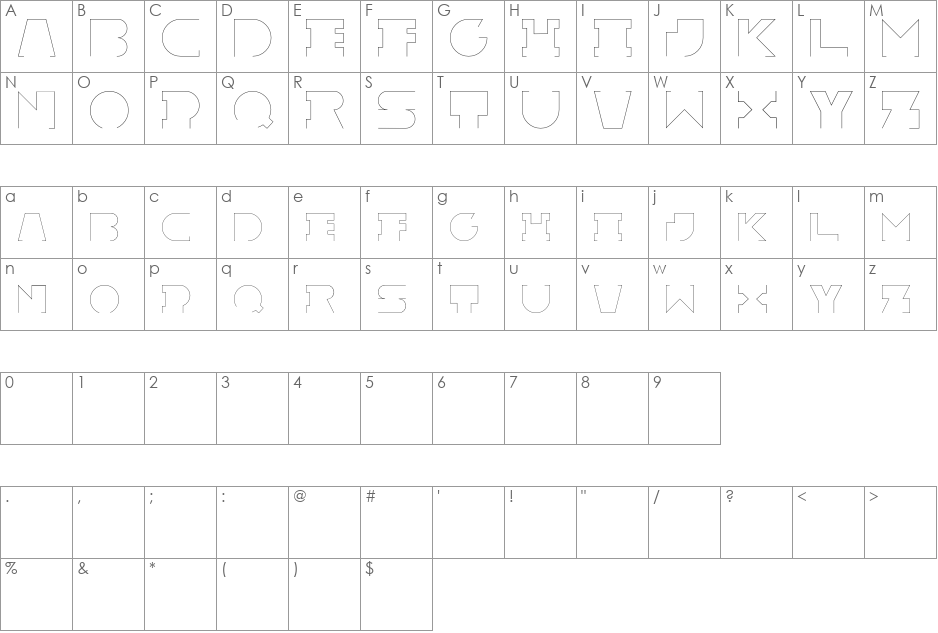 Rexic font character map preview