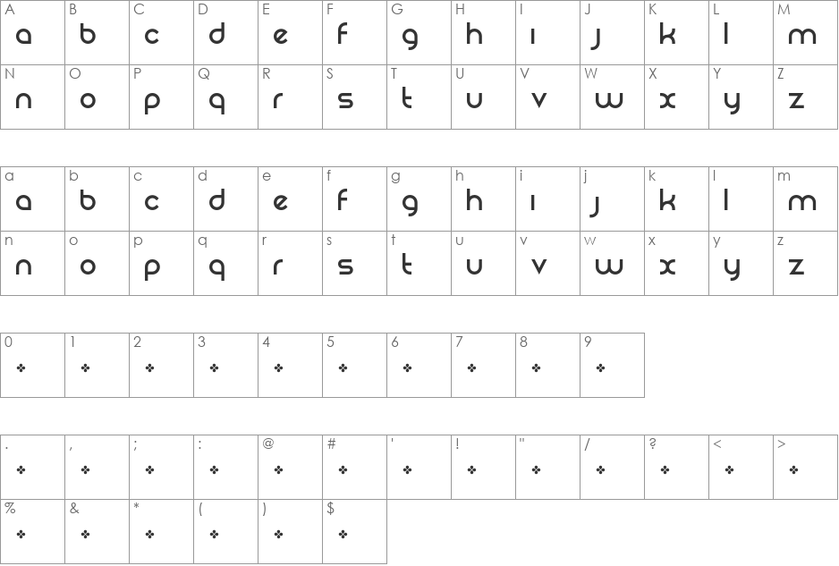 Rezland font character map preview