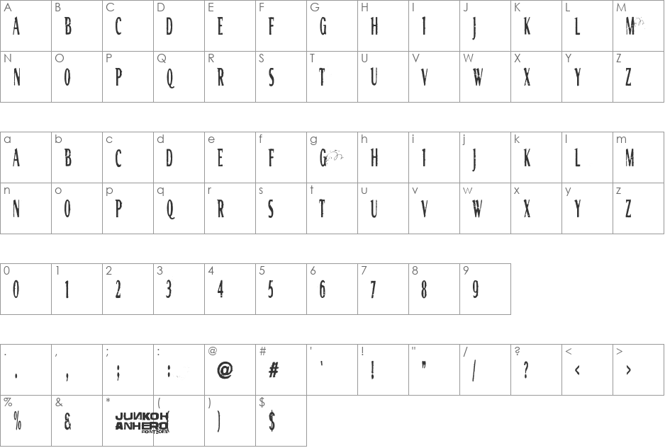 RGMB 6044 Str font character map preview