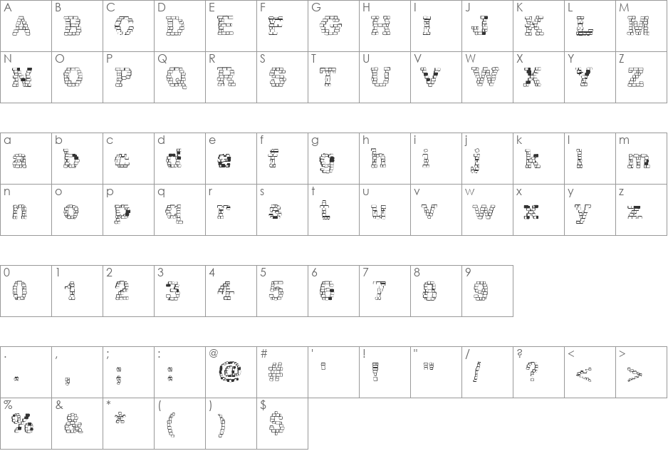 RH Brickhaus Proto font character map preview