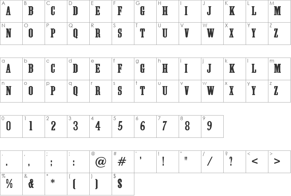 Rhodos font character map preview