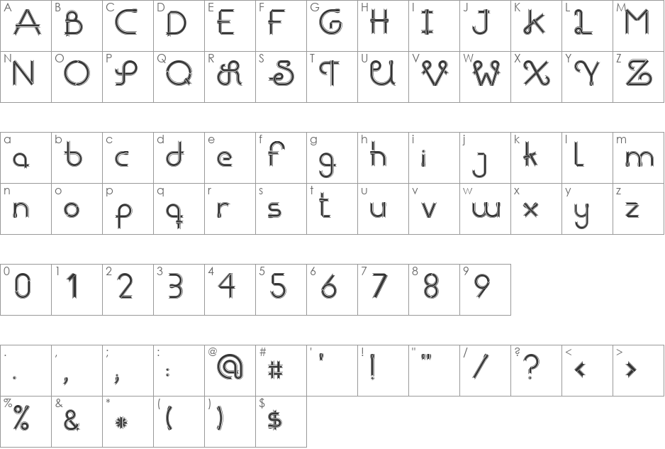 ribbons font character map preview
