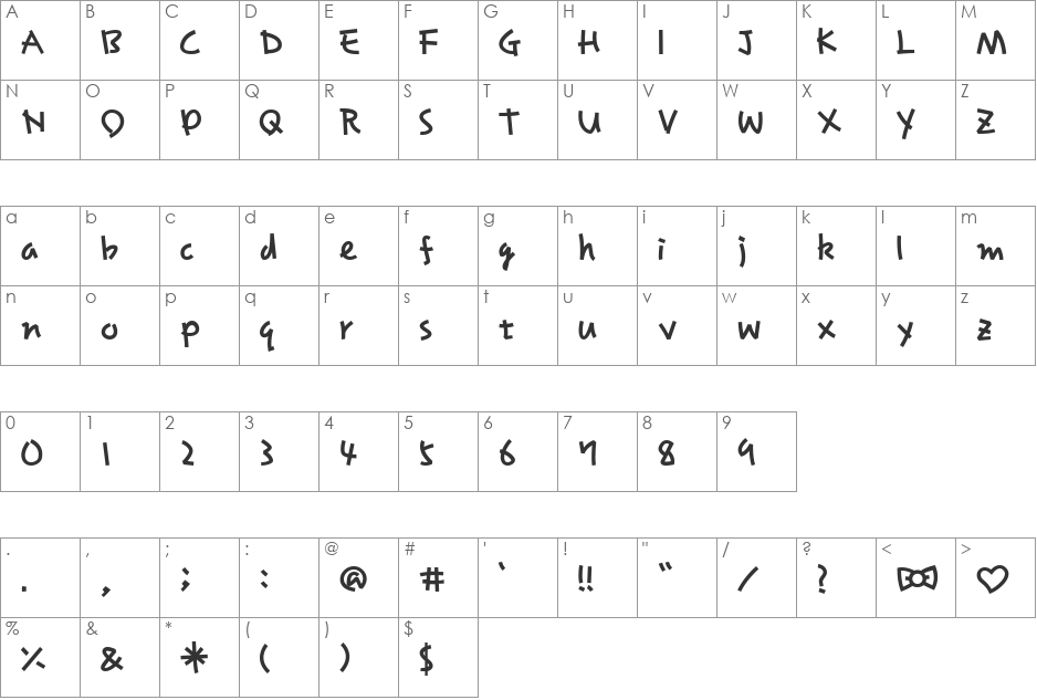 RibbonticAL font character map preview