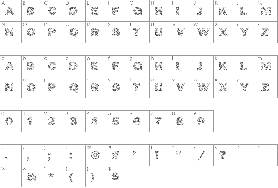 Ricecakes font character map preview