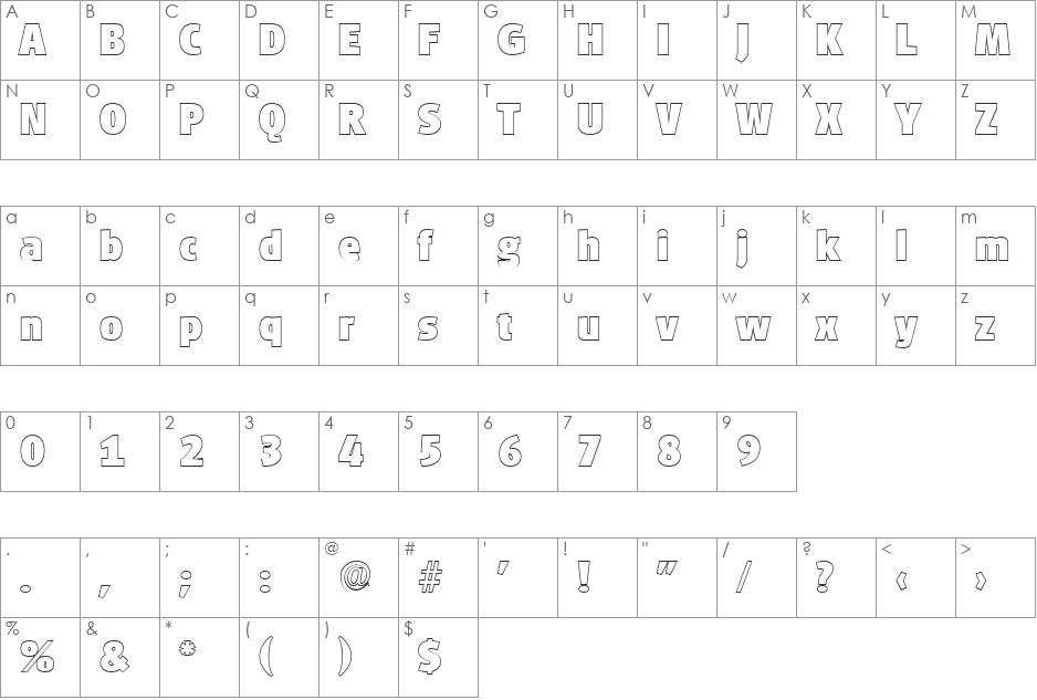 RichardBeckerOutline-Heavy font character map preview