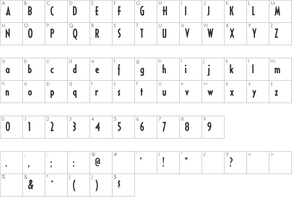 Ricks American Plain NF font character map preview