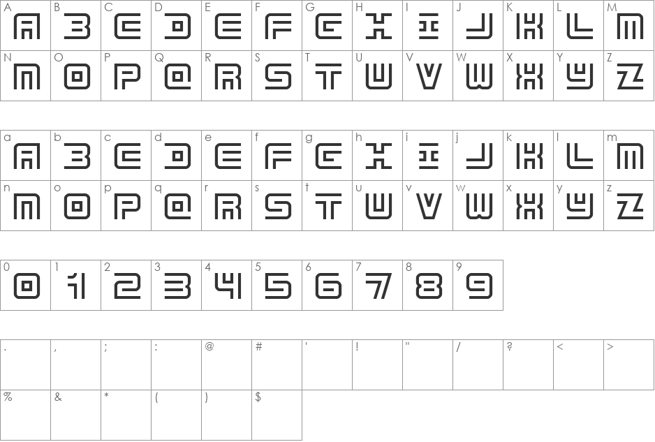 Ricky Micky font character map preview