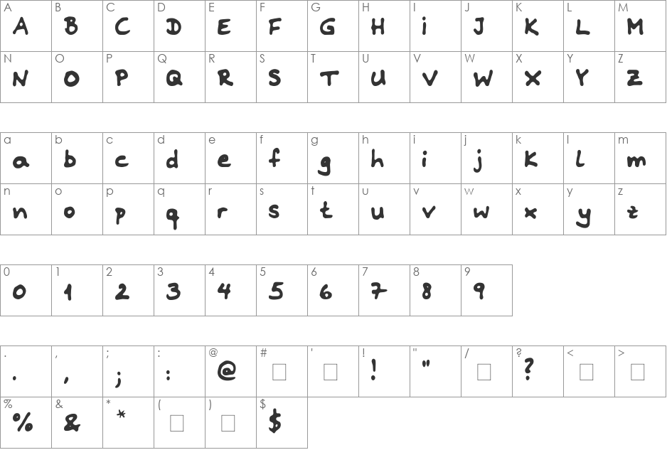 Riddleprint font character map preview