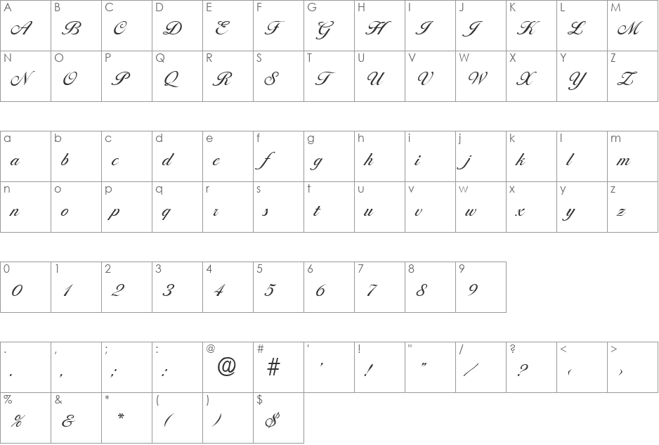 Ballantines-Regular font character map preview