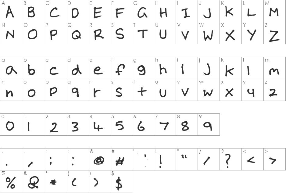 RIGG Font font character map preview