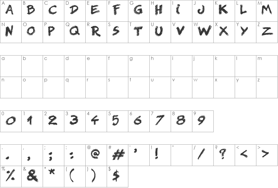 Right Chalk font character map preview