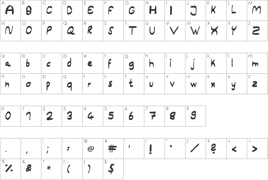 Right Round font character map preview