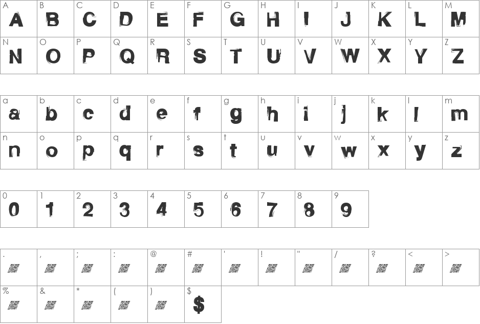 RightBrew font character map preview