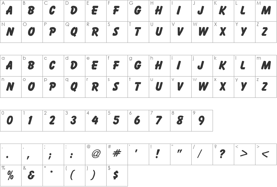 Ballemi Extra font character map preview