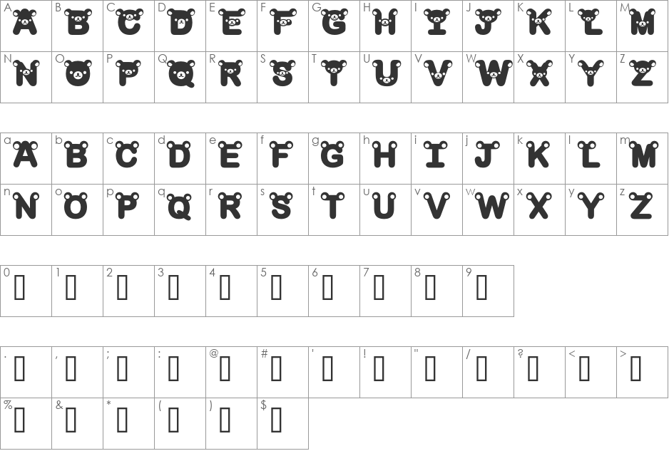 rilakkuma dingbat font character map preview