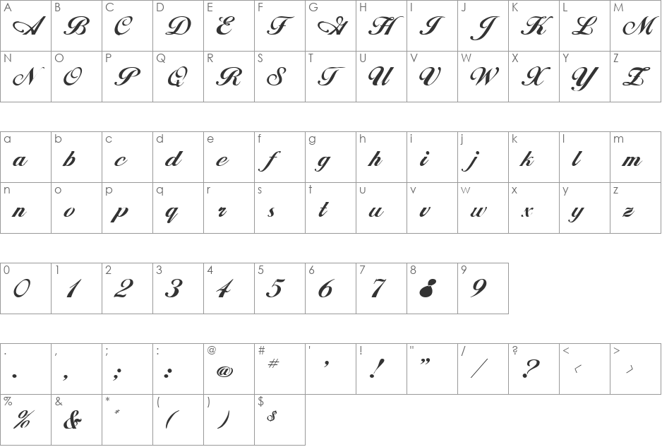 RIMBOO font character map preview