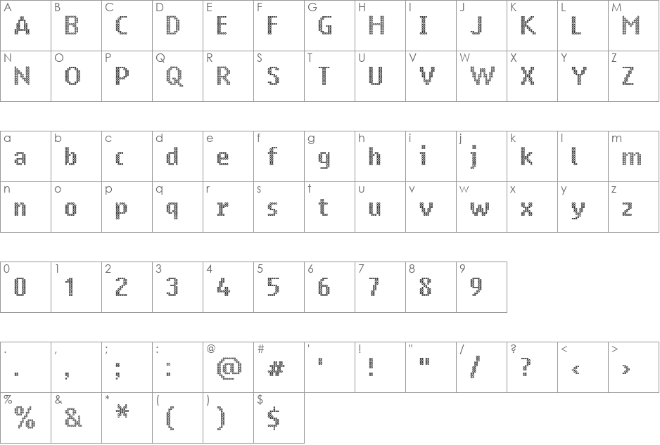 Ring Matrix font character map preview