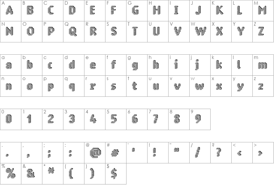 Ring Matrix 3D font character map preview