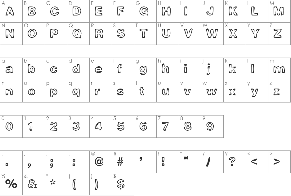 Ring O Fire font character map preview