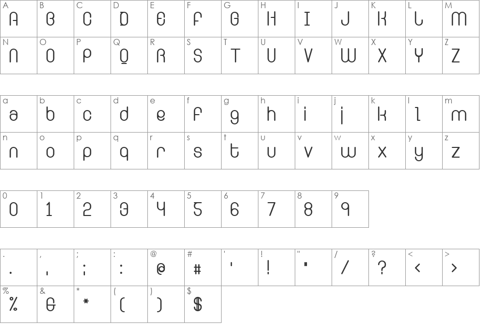 Ringer font character map preview